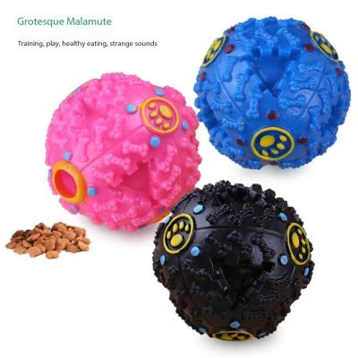 China Viable Multi Function Pet Training Toys Food Permeable Dog Sounding Toy Ball Color Stochastic Plastic Toys for sale