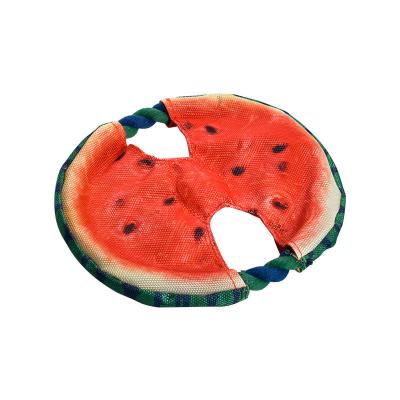 China Viable Watermelon Noise Fruit Simulation Dog Chew Throwing Toy with Cotton Rope for sale