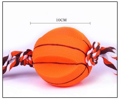 China Viable Pet Supplies Lanyard Basketball Teething Toy Dog Voice Vinyl Chew Exercising Sounding Toys Wholesale for sale