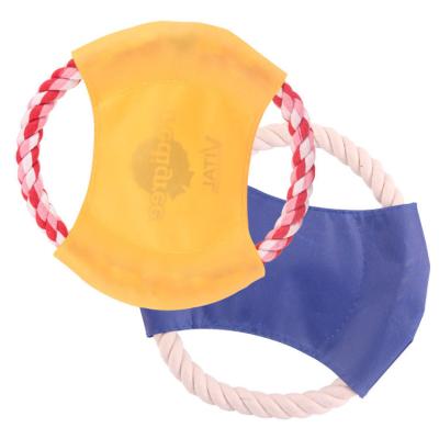 China Sustainable Environmentally Friendly Canvas Bite Color Frisbeed Rope Cotton Pet Toys Pet Training Dog Toy for sale