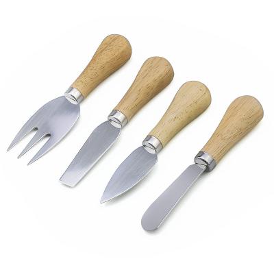 China Viable New 4pcs Cheese Listing Metal And Wood Cheese Tools Stainless Tool for sale