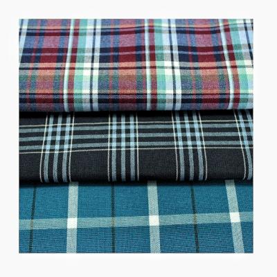 China Anti Static Yarn Dyed Tartan Black Check / Squishy Polyester Fabric for sale