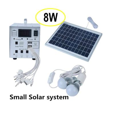 China Meind 8W Home Solar Home Kits, Solar Panel 2W LED 4AH Battery Work With USB Fan, LED, Mobile Phone Charging for sale