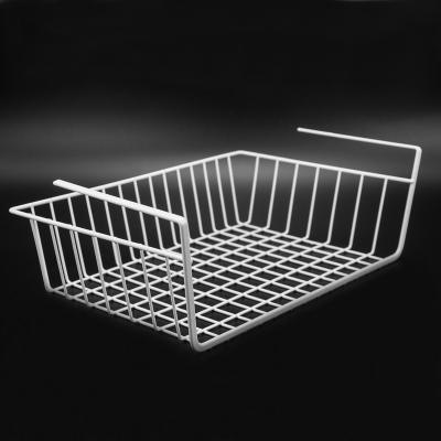 China Kitchen Under Shelf Hanging Storage Iron Wire Metal Viable Organizer Vegetable Foldable Strainer Basket for sale