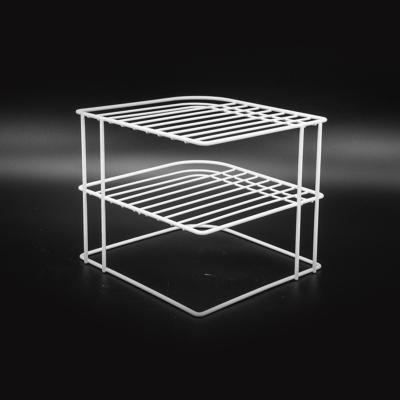 China Viable White Kitchen Corner Shelf Metal Wire PE Coating Storage Condiment Serving Rack Rack for sale