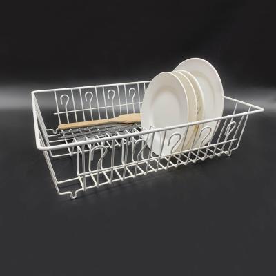 China Durable Thick Line PE Liner Dish Organizer Metal Iron Bowl Storage Dish Drainer Rack for sale