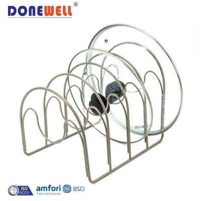 China Professional Viable Pot Holder Sliver Metal Kitchen Organizer Rack Pot Lid Holder for sale