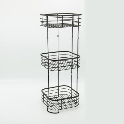 China Eco-friendly Three Layers Shower Trolley Rack Basket Kitchen Organizer Storage Shelf Corner Bathroom Laundry for sale