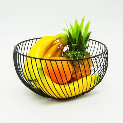 China Sustainable Black Wire Mesh Iron Metal Twill Fruit Bread Basket Vegetable Bin For Kitchen for sale