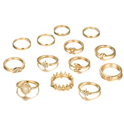 China Fashion CLASSIC Geometric Classic Copper Alloy White Finger Ring Set for sale