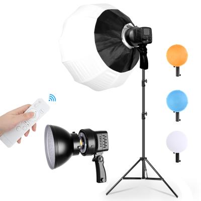 China Studio 150W LED Video Light with 3 Color Filters and 5600K Dimmable Reflector Daylight Photography Shooting Light with Lantern Softbox for sale