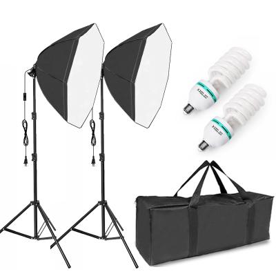 China Thoughtful Fabric Photography Studio Lighting Kit Octagonal Softbox with Light Bulbs 5500K Holder Soft Shoot Box for Light Visual and Product Portrait Photo for sale