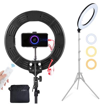 China Photography Auto Timer Makeup Ring Light with Remote Control and Phone Holder 14 Inch LED Selfie Circle Lights for TikTok Phone Videos Desktop Makeup Photography for sale