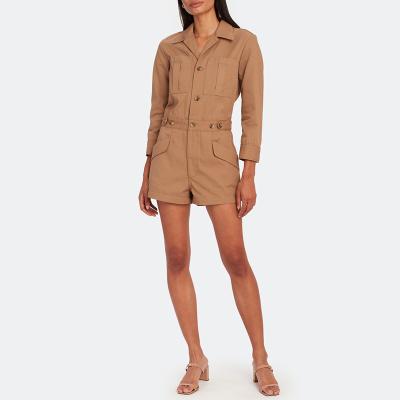 China Hot Selling Fashion QUICK DRY Turn Down Collars Long Sleeves Cargo Shorts Romper for sale