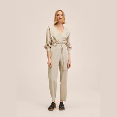 China Wholesale Lady Elegant Jumpsuit QUICK DRY Long Sleeve Office Casual Overalls With Belt for sale