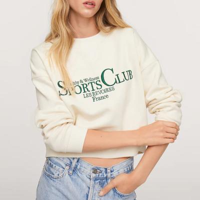 China Anti-wrinkle Stretching Product Ladies Long Sleeves Crewneck Letter Embroidered Sweatshirt for sale