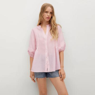 China OEM Factory Wholesale Anti-pilling Clothing Women Pleated Blouse for sale