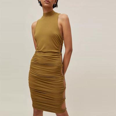 China 2021 Sexy Woman Summer Anti-Static Custom Club Cut Out Bodycon Midi Dress for sale