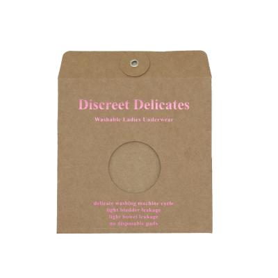 China Custom Recycled Logo Brown Kraft Paper Tie Gift Envelope Foil Envelope With Round Window for sale