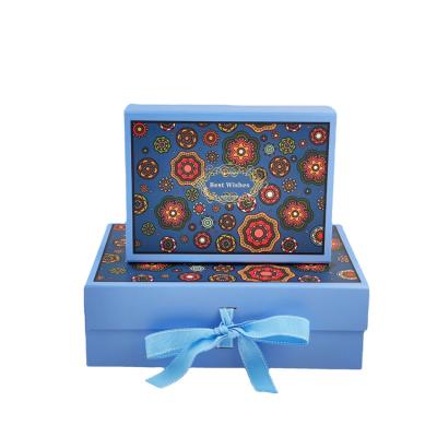 China Recyclable Custom Logo Ribbon Closure Foldable Magnetic Packaging Gift Box For Jewelry for sale