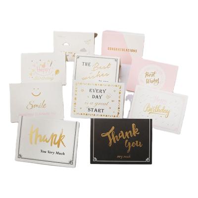 China Custom Europe Print Logo Mini Matte Laminated Folded Thank You Cards for sale