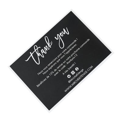 China Business Creative Fast Shipping High Quality Black Paper Thank You Card For Jewelry Management Software for sale