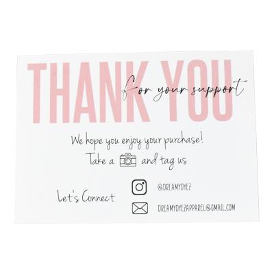 China Custom Business Printing Recycled Paper Pink Color Small Business Thank You Cards for sale