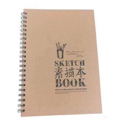 China Custom Reusable Kraft Paper A4 Spiral Notebook Reusable Custom Sketchbook For Drawing for sale