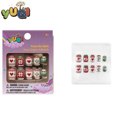 China Fashoin 10Pcs Hot Sales Full Cover Artificial Kids Nails Fake Nail Art For Kids for sale