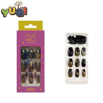 China Fashoin Adult Luxury Press On Nails Ready To Wear False Nails Product With Glue 24Pcs for sale