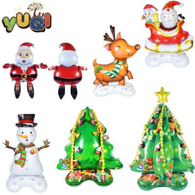 China Inflatable Christmas Party Foil Balloons Santa Claus And Christmas Tree for sale