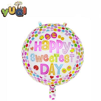 China 18 Inch High Quality Flat Circle Aluminum Foil Happy Birthday Inflatable Party Balloon for sale