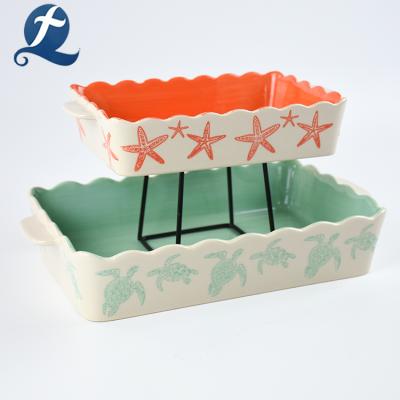 China Sustainable grade double layer high quality ceramic baking tray for sale