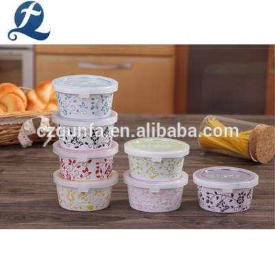 China Sustainable Custom Decorate Ceramic Bakeware Set With Handle for sale