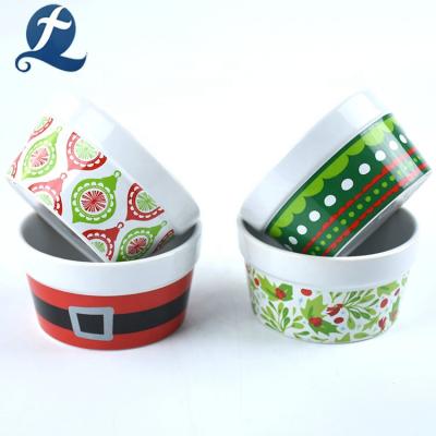 China Sustainable Wholesale Custom Unique Printed Water Feeding Round Ceramic Food Pet Bowl for sale