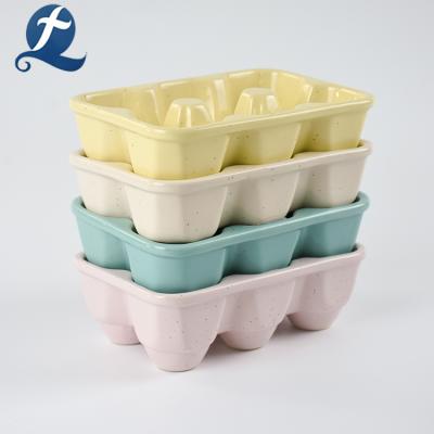 China Durable Useful Solid Dappled Color Ceramic Egg Dish for sale