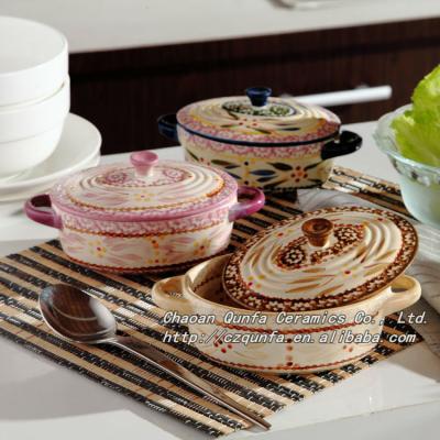 China Stocked Amazon Factory Price Color Glazed Emboss Oval Design Porcelain Ceramic Soup Tureen for sale