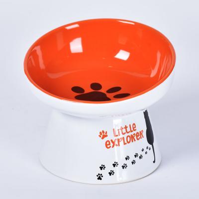 China Sustainable Hot Selling Personalized Stoneware Dog Feeding Modern Double Ceramic Pet Food Bowl for sale