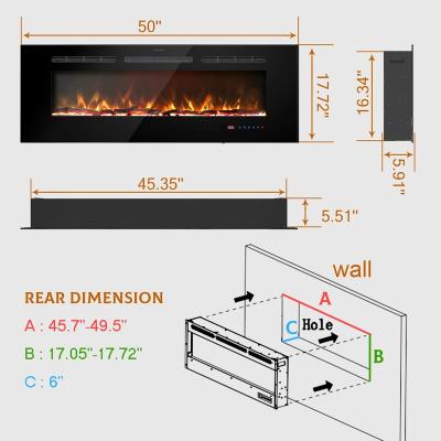 China LED Flame Lights Luxstar 50 Inches Wall Mounted Fireplace Electric Decorative Electricity Fireplace Heater With Remote Control for sale