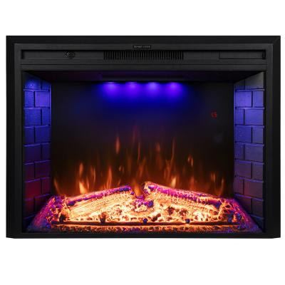 China Hotel Luxstar 40 Inch Black Trim Fireplace Wooden Sfeerhaard Electric Home Heaters With Adjustable Flame Brightness for sale