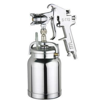 China Spray Gun with1000ml Aluminum Cup Polished Color Handle 2.5mm Nozzle Tip Siphon Feed Type for sale