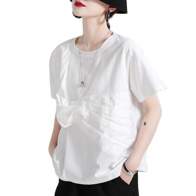 China 1997 Hot Selling Summer Women Blouse Basic Short Sleeves Amazon Casual Fashion Anti-wrinkle Basic Top for sale