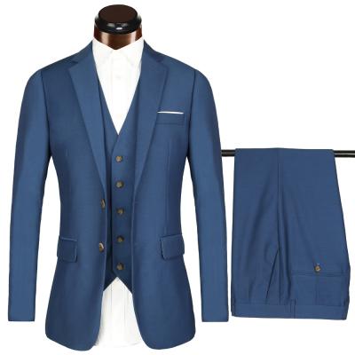 China Anti-Static Men Suits Best Man Blue Dress Wedding Waist European Men's Three-Piece Suit Slim Fit Suit for sale