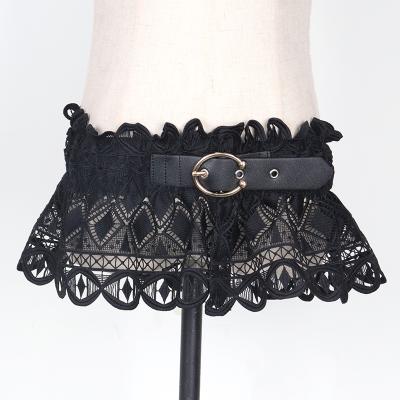 China 2021 Summer New Waist Belt Buckle Metal Pin Belt Waist Decoration Anti-Wrinkle Elastic Lace Skirt Wide Waistband Matching 009 for sale