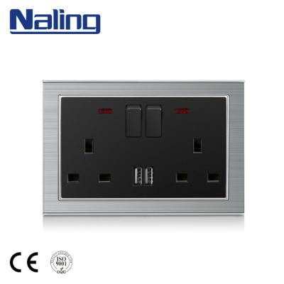 China Naling UK Standard Socket Residential/Multipurpose Design 13A 3 Pin Double Usb Wall Switch New For Room for sale