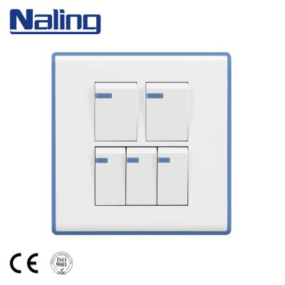 China High Strength PC Trending Hot Products 86*86 Pakistan Style 10A Small Strip Electrical Sockets 5 Switches for sale