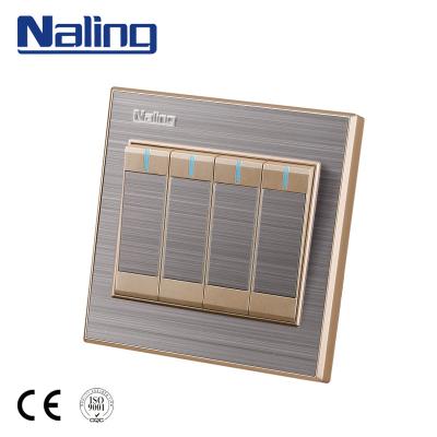 China Stainless Steel + PC Base Naling Wholesale China Goods 86*88mm Smart Light 4Gang Wall Switch for sale