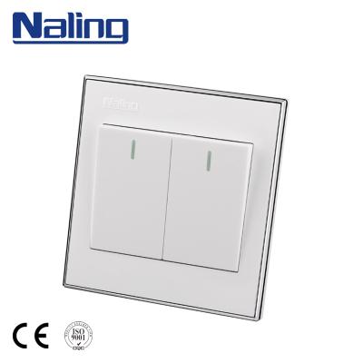 China Naling European Professional High Strength PC 86*88mm Custom Products 2 Gang Electrical Wall Switch for sale