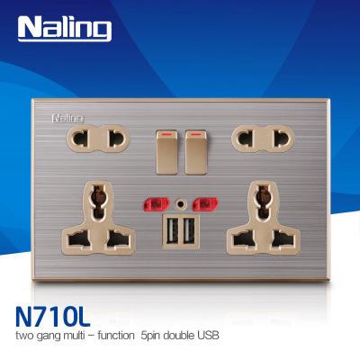 China Dual 13A 5-PIN Multi Functional Socket USB Switch Strip Electrical Socket for sale