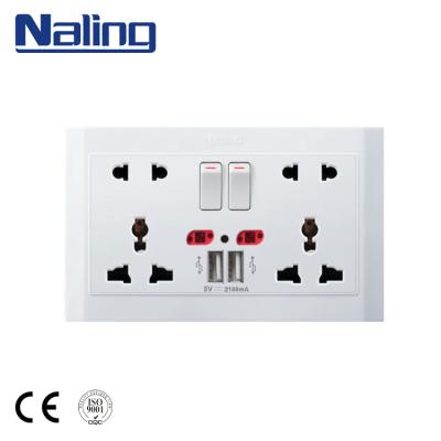 China Naling High Quality Multi Functional USB Socket Switch Strip 86*146mm Wall Socket With Dual USB for sale